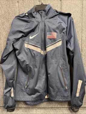 Nike Storm Fit USA Olympic Navy Jacket with American Flag Patch
